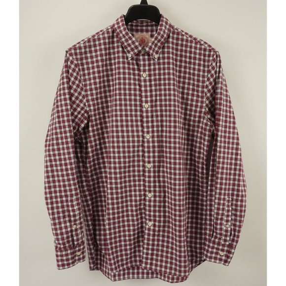 J.Press Men's XL Long Sleeve White Red Blue Plaid Cotton Button Down Shirt